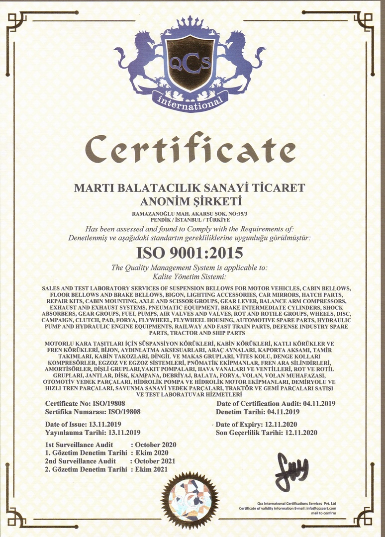 Martı Balatacılık ISO 9001:2015